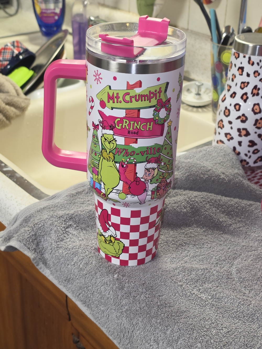 Tumbler with Grinch design